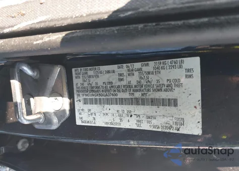 2013 Ford Escape Se из США, поврежденный, VIN 1FMCU9GX5DUA37600